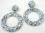 Earrings-Unsigned - Black & White Splatter Hoop Earrings