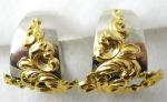 Earrings-Unsigned - Wide Silver & Gold Hoop Earrings