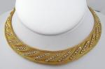 Necklaces-Signed - Hattie Carnegie Gold Mesh Rhinestone Necklace