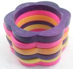 Wooden Jewelry - Stack of Scalloped Wooden Bangles
