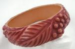 Bracelets-Unsigned - Resin Washed Carved Grapes & Leaves Bangle