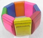 Wooden Jewelry - Colorful Wood Stretchy Bracelet