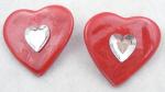 Newly Added Red Ceramic Heart Earrings