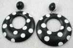 Wooden Jewelry - Black and White Polka Dot Hoop Earrings