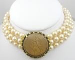 Les Bernard - Les Bernard Faux Pearl Glass Intaglio Necklace