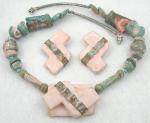 Sets & Parures-Unsigned - 1980's Clay and Metal Necklace Set