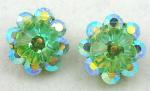 Earrings-Unsigned - Green Margarita & Aurora Cystal Earrings