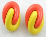 Earrings-Unsigned - Yellow & Orange Interlocking Earrings