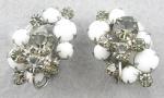 Earrings-Signed - DeLizza & Elster Black Diamond & Milk Glass Earrings