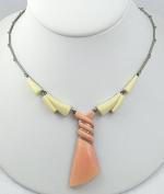 Bakelite/Celluloid/Galalith - Art Deco Peach Galalith Twist Tie Necklace