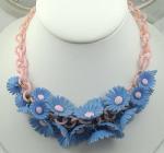 Bakelite/Celluloid/Galalith - Blue Celluloid Daisy Necklace