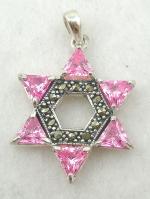 Jewish Jewelry - Pink CZ Star of David Pendant