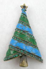 Christmas/Holiday Jewelry - Vintage Enameled Christmas Tree Brooch