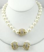 Wedding/Occasion Jewelry - Swarovski Simulated Pearl Necklace Set