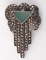 Newly Added Art Deco Plique a Jour Marcasite Brooch