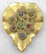 Dress & Fur Clips-Unsigned - Brass Flowers Dress Clip