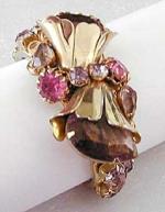 Newly Added Amethyst Rhinestone Bow Clamper Bracelet