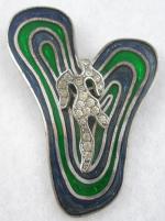 Germany - German Sterling Enamel Biomorphic Brooch