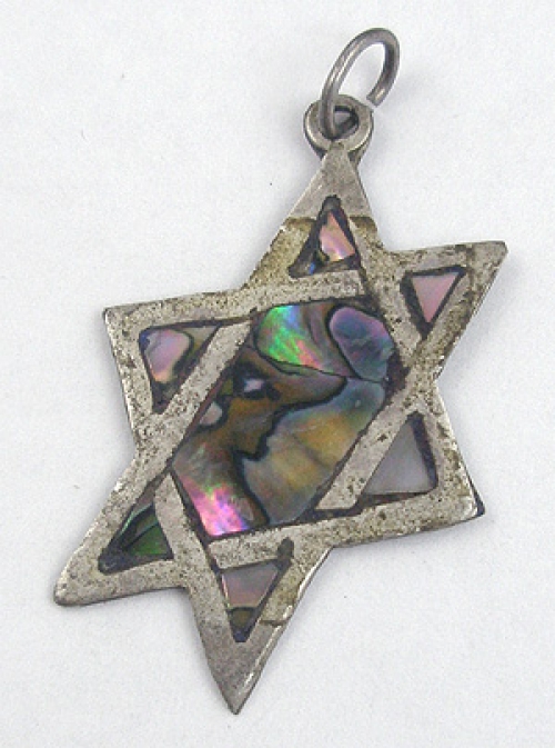 Jewish Jewelry/Judaica - Mexican Sterling Abalone Star of David