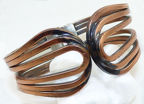 Misc. Signed M-R - Ramé Copper Stacked Loops Bracelet