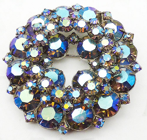 Newly Added Juliana Blue Aurora Rhinestone Circle Brooch