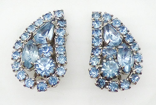 Newly Added Weiss Light Blue Rhinestone Earrings
