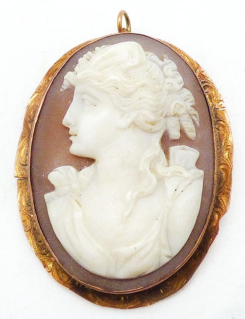 Newly Added Victorian 10K Gold Shell Cameo Pendant