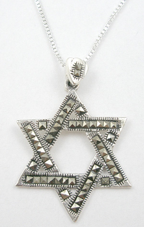 Jewish Jewelry/Judaica - Sterling Marcasite Star of David Pendant