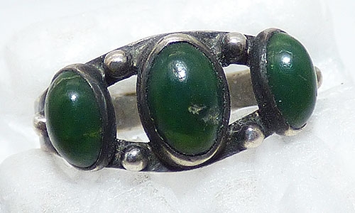 Semi-Precious Gems - Native Sterling and Green Turquoise Ring