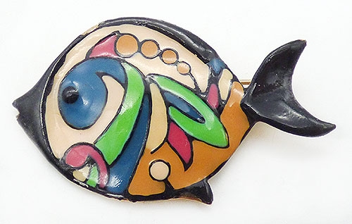 Figural Jewelry - Birds & Fish - Eisenberg Enamel Fish Brooch