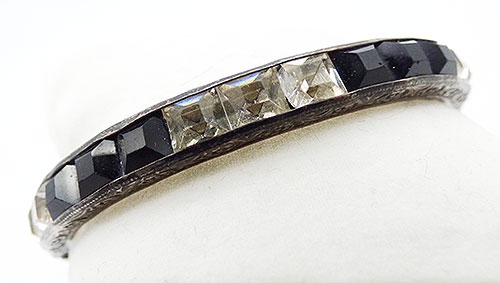 Sterling Silver - Art Deco Sterling Clear and Black Bracelet