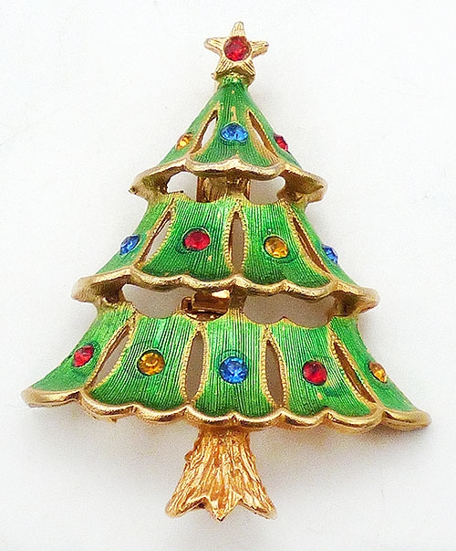 Christmas and Holidays - Jonette Jewelry (JJ) Green Christmas Tree Brooch