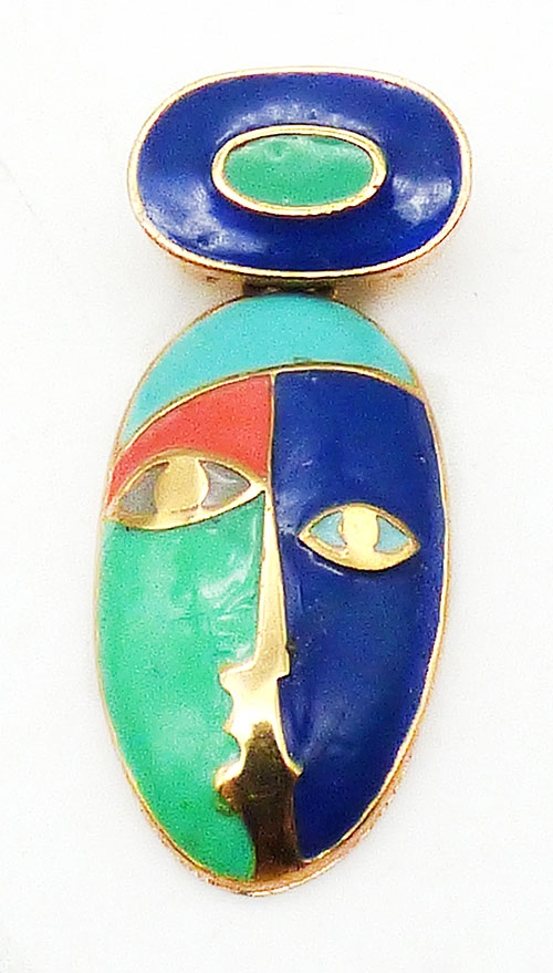 Figural Jewelry - People & Hands - Eisenberg Enamel Picasso Face Brooch