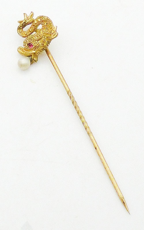 Newly Added Antique Gilded Koi Fish Stick Pin