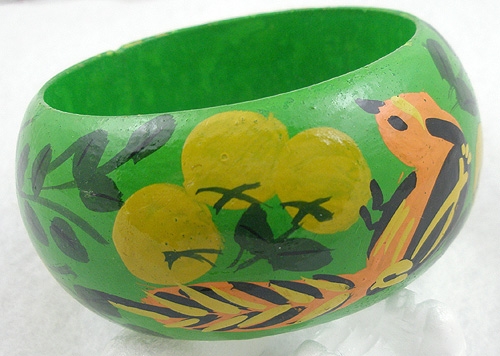 Figural Jewelry - Birds & Fish - Tropical Birds Painted Bangle