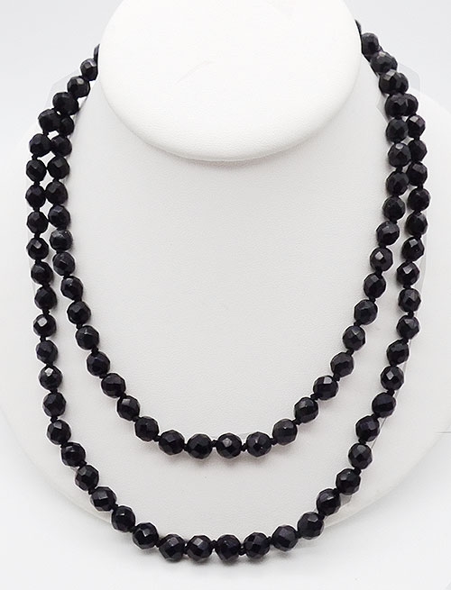 Crystal Bead Jewelry - French Jet Bead Flapper Necklace