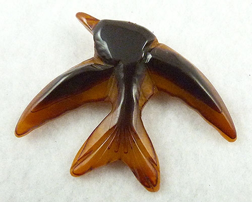 Figural Jewelry - Birds & Fish - Laminated Bakelite Bird Brooch