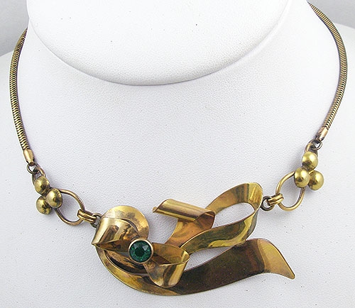 Retro Moderne - Carl-Art Gold Filled Retro Bow Necklace
