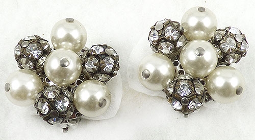 Bridal, Wedding, Special Occasion - Rhinestone Bead and Faux Pearl Earrings