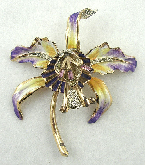 Brooches - Corocraft Sterling Orchid Brooch