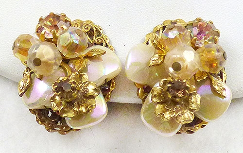 Robert/Fashioncraft - Robért Square Pearlescent Glass Bead Earrings