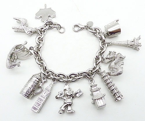 Charm Jewelry - Disney Epcot World Showcase Silver Charm Bracelet