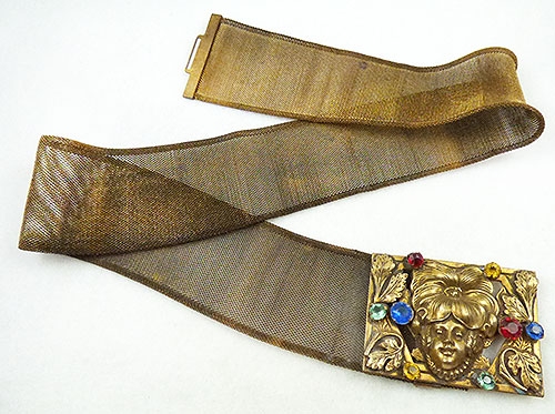 Belts & Buckles - Art Nouveau Mesh Belt and Buckle