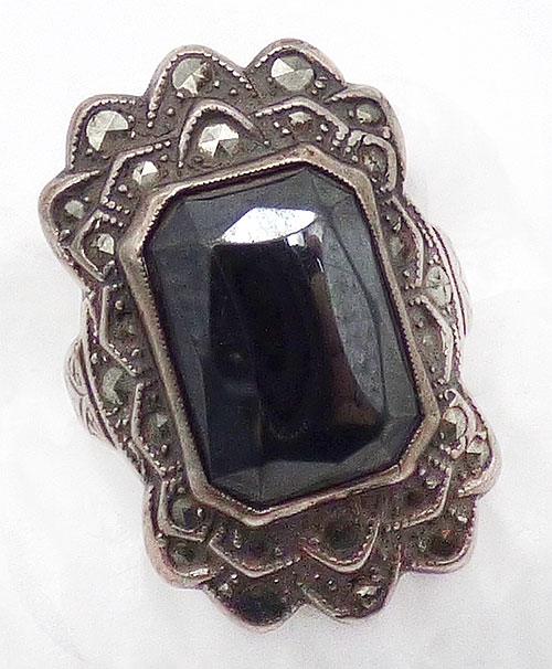 Sterling Silver - Uncas Sterling Marcasite Hematite Ring