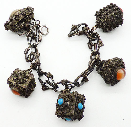 Newly Added Italian Etruscan Revival Charm Bracelet