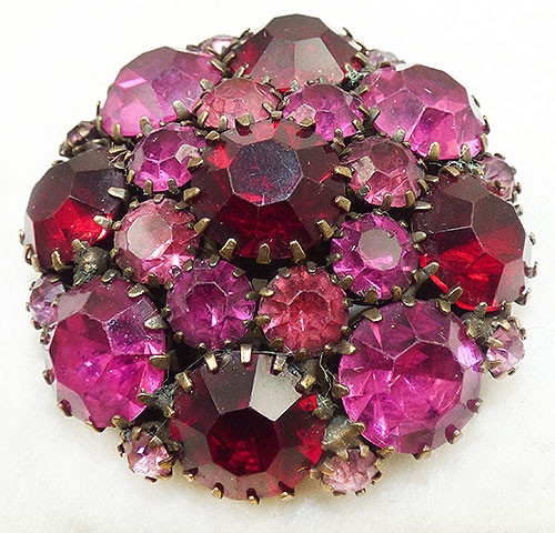 Brooches - Weiss Pink and Red Rhinestone Brooch