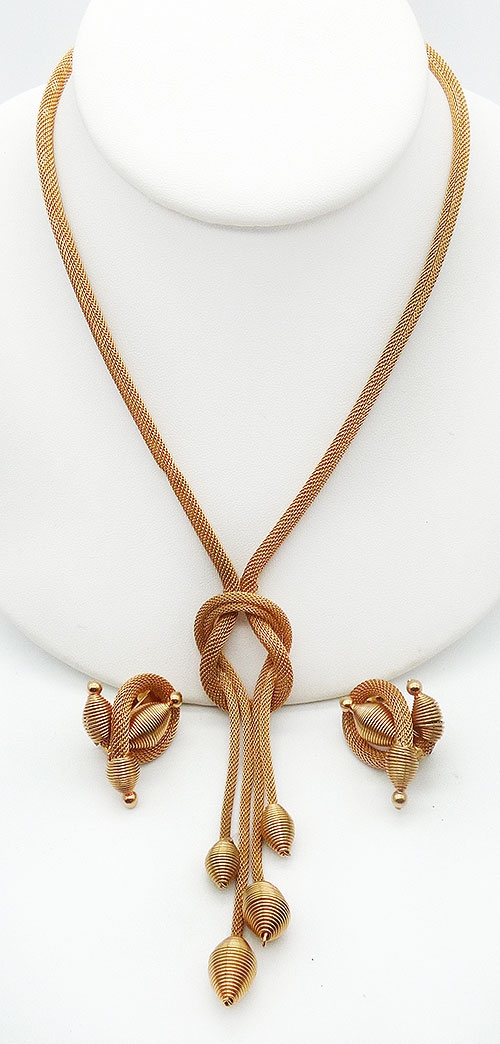 Newly Added Hobé Gold Mesh Knot Necklace Set