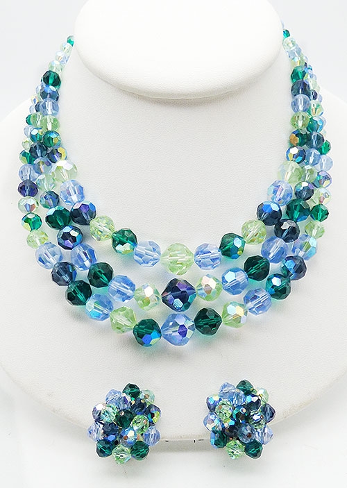 Crystal Bead Jewelry - Laguna Blues and Greens Crystal Necklace Set