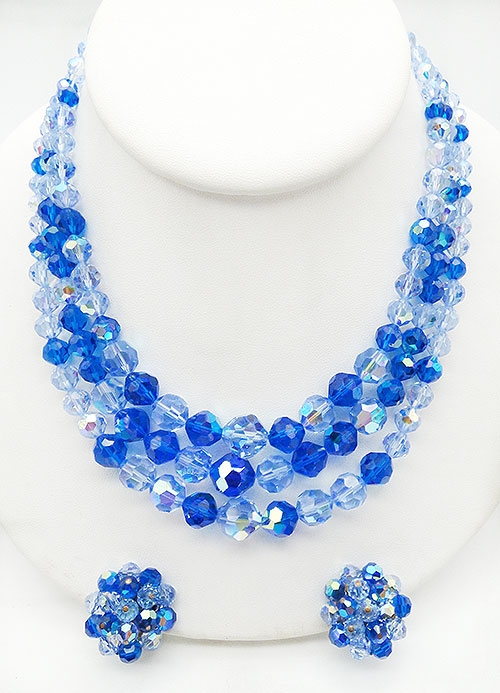 Crystal Bead Jewelry - Laguna Blue Crystals Necklace Set