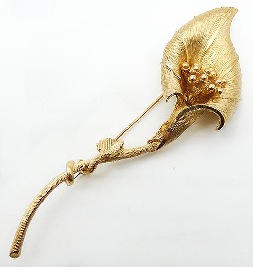 Newly Added B.S.K. Long Gold Calla Lily Brooch